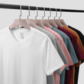 Wholesale 100% Cotton O Neck Short Sleeve T-Shirts 210g Heavy Weight Custom Logo Unisex Loose Fit Slimming Pure White Pink Men