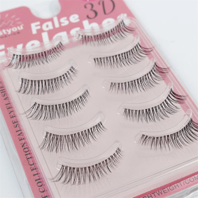 Abestyou 3D Faux Mink 10mm Transparent Clear Band  Eyelashes Soft Eye Lashes Reusable Makeup Short Lashes Extension Beauty