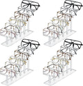 4 Pcs 6 Tier Acrylic Sunglasses Display Stand Clear Eyeglasses Frame Rack Eyewear Glasses Holder Stand for Home or Shop Storage