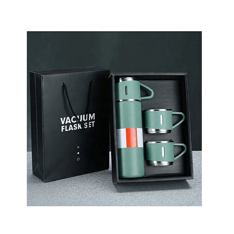 Christmas Business Custom Gift logo Travel Coffee Outdoor Tea 304 Stainless Steel Vacuum Flask Set Gift Box