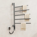 New Design Wall Rotating Towel Rack Heated Drying Bathroom Stainless Steel Grey Electric Towel Rack 5 Bars
