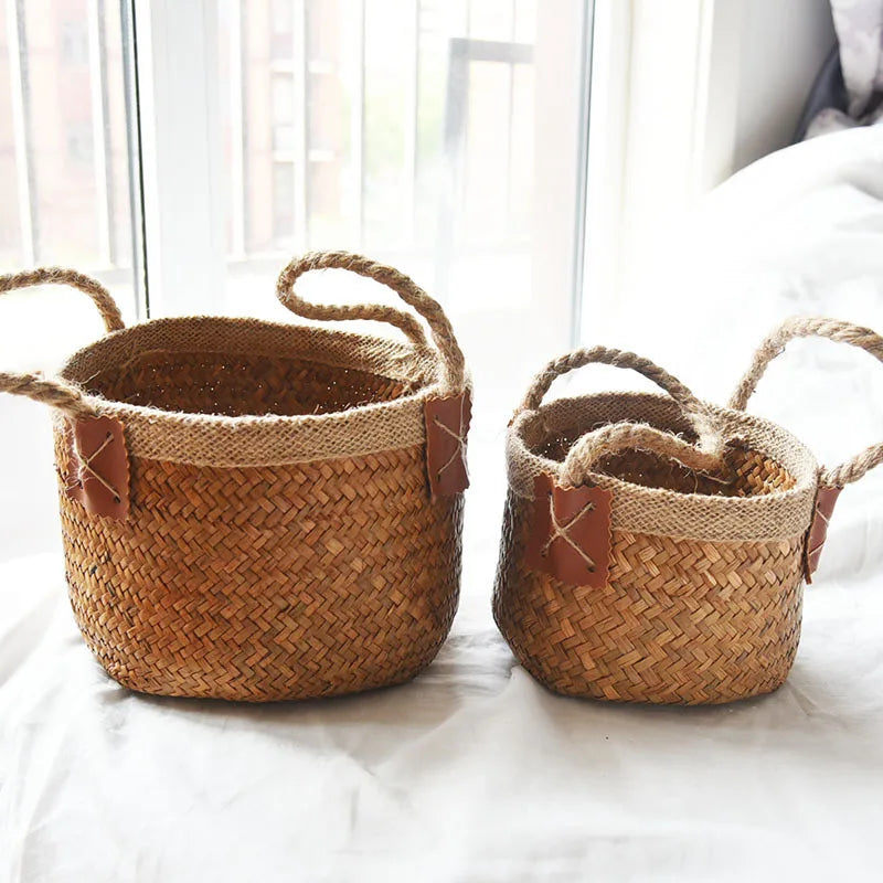 Hanging  Basket for Wall Decor Storage Use Seagrass Basket Water Hyacinth Seagrass Organization Basket