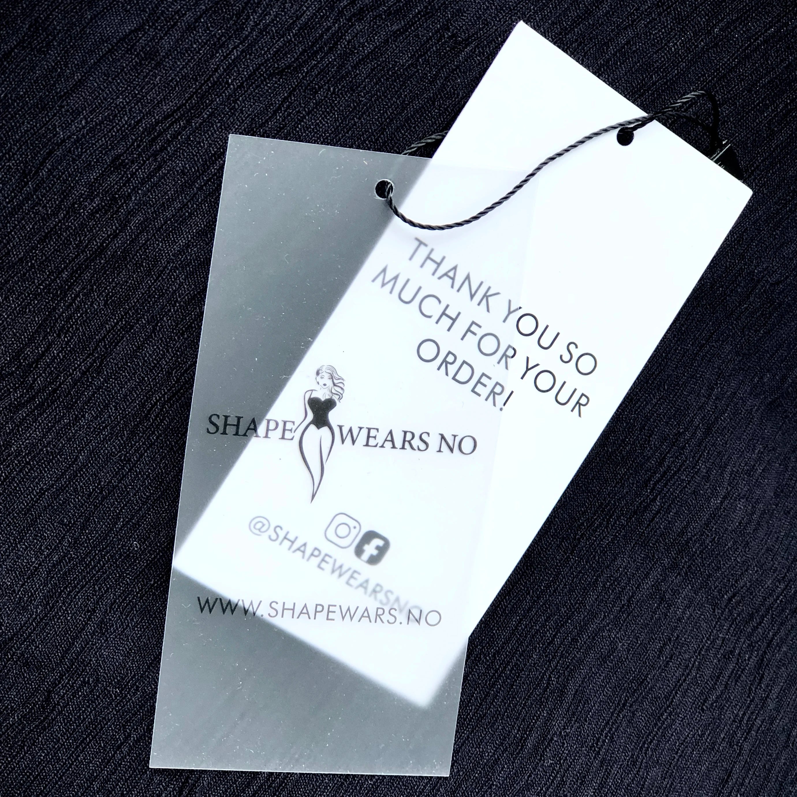 Printed Logo Clothing Paper Hangtags PVC Plastic Clear Transparent Waterproof HangTag Set Price Tags