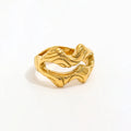 Joolim High End 18K Gold Plated Stainless Steel Chunky Fluid Abstract Irregular Lips Rings for Women Finger Ring Wholesale
