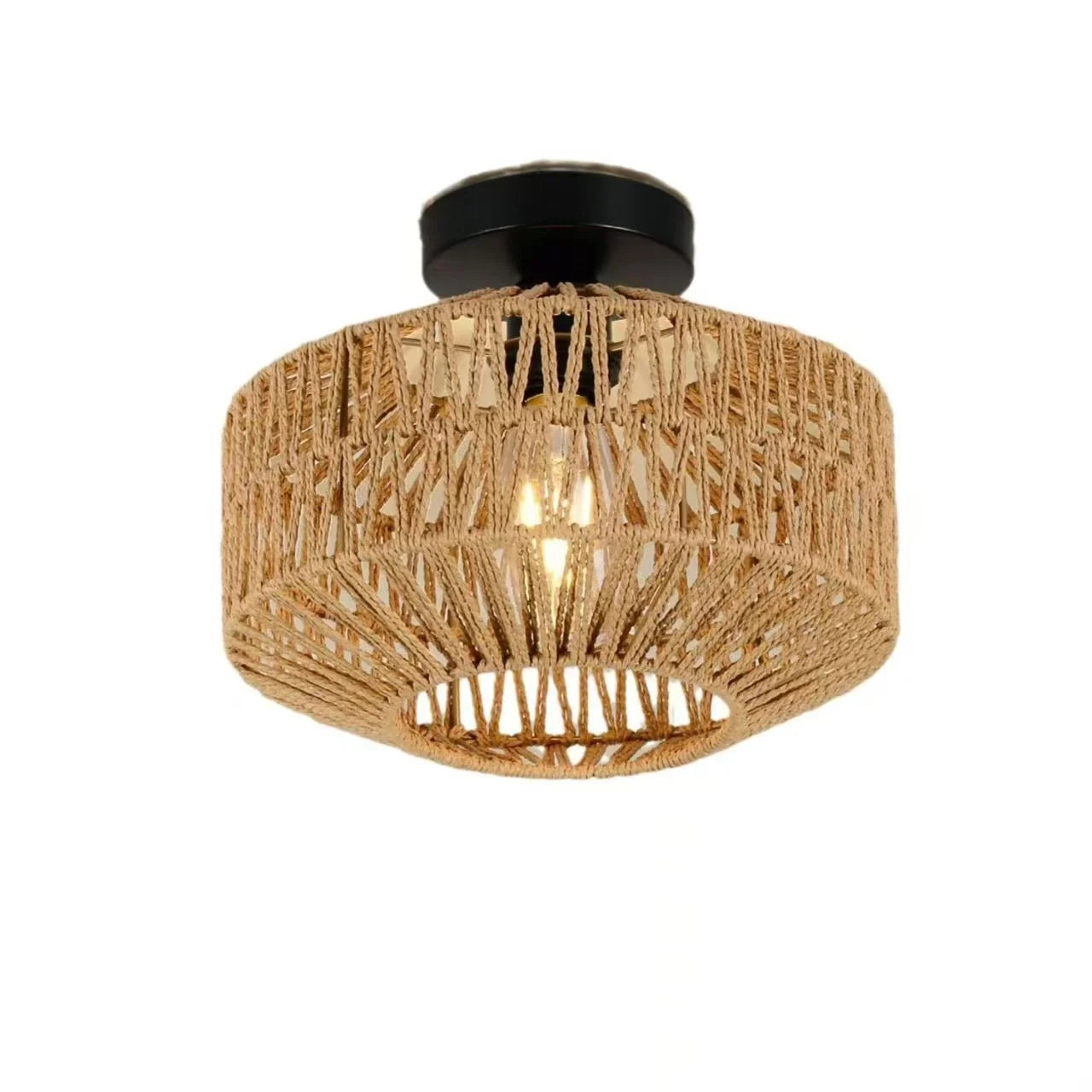 Paper Rope Hand-woven Vintage Chandelier Wabi Sabi Living Dining Room Aisle Creative Lighting Bohemian Style Ceiling Lamps