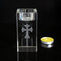 Popular Laser Engraved Crystal Cube Tea Candle Holder Custom Logo for Souvenirs Gift