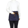 KEFEI Customized Logo Grilling Waist Apron Uniform Black Blue Three Pockets Apron for Embroidery Cafe Chef Half Apron