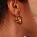 Unique Design Irregular Hammered Tinfoil Shape Hoop Earring Tarnish Free 18K Gold Plated Stainless Steel Earring Women Jewelry