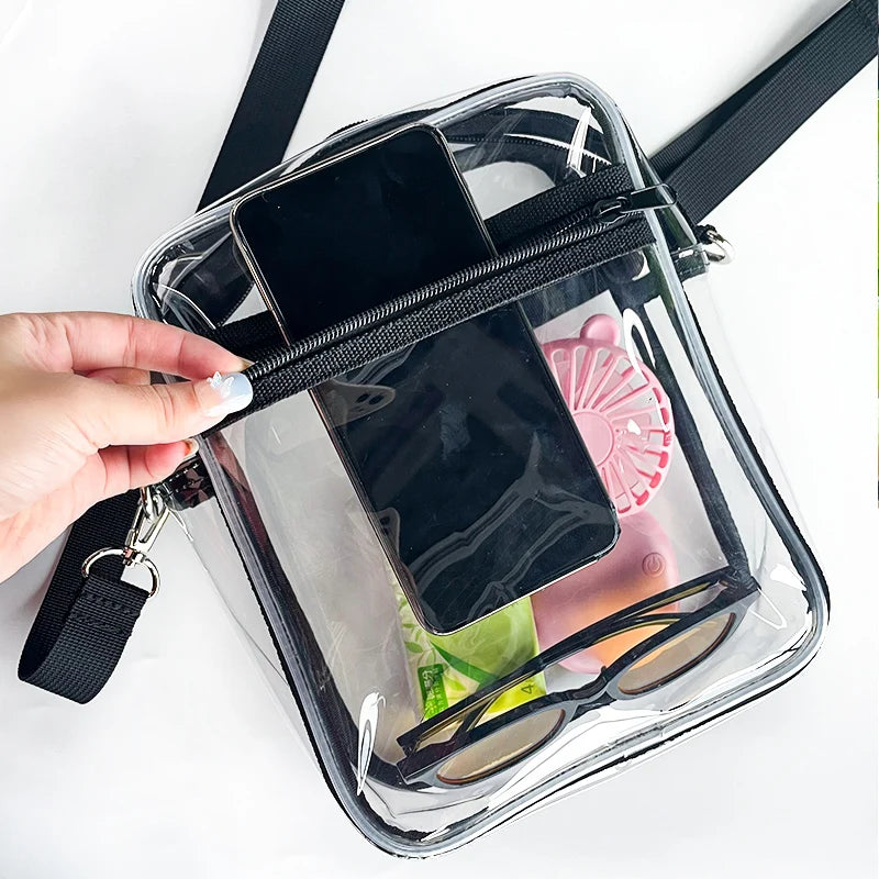 Custom clear Stadium Bag Large Waterproof clear Plastic Shopping  Transparent Shoulder Bag with Handle