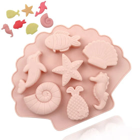 304 7 Cavity Ocean World Sea Animal Cute Silicone Chocolate Mold Cake Decoration Mold Manual Biscuit Mold Resin Soap Candy