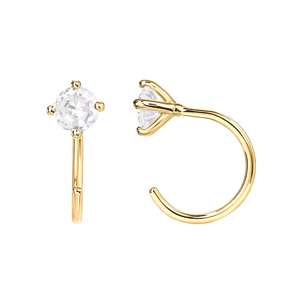 High End Jewelry 925 Sterling Silver Zirconia Hoop Earrings Piercing Jewelry Dainty Silver Earring