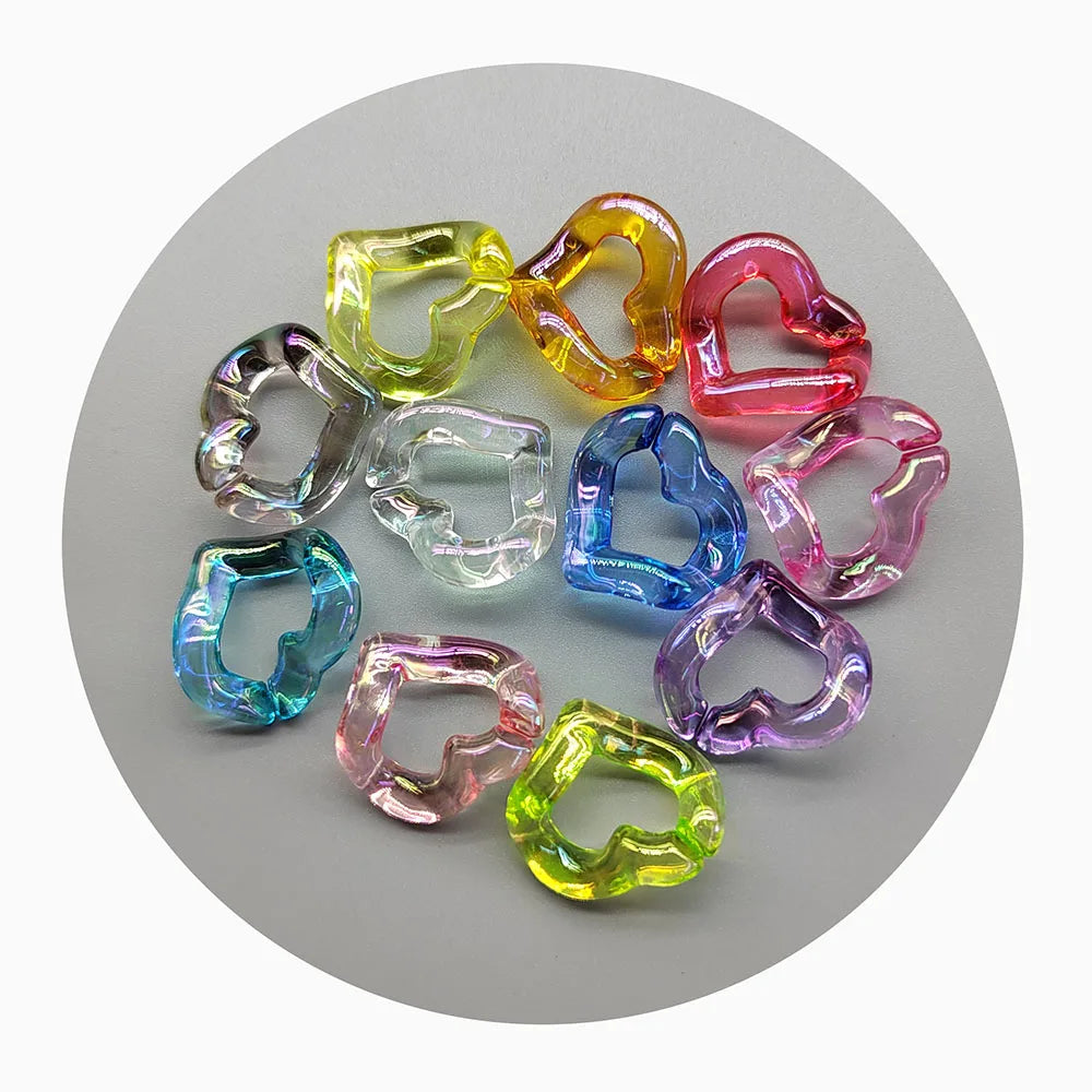100pcs Acrylic Love Heart Shaped Bead Chain Link Connectors DIY Earring Necklace Bracelet Bag Keychain Accessories Making