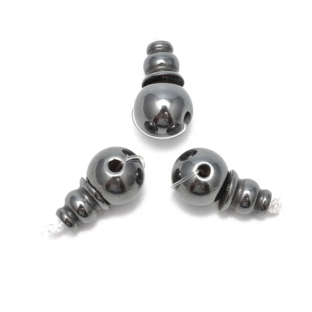 10mm Hematite Guru Beads Three Holes T-Beads Sold by One Set Best for Mala Making Stone Guru Beads Wholesale