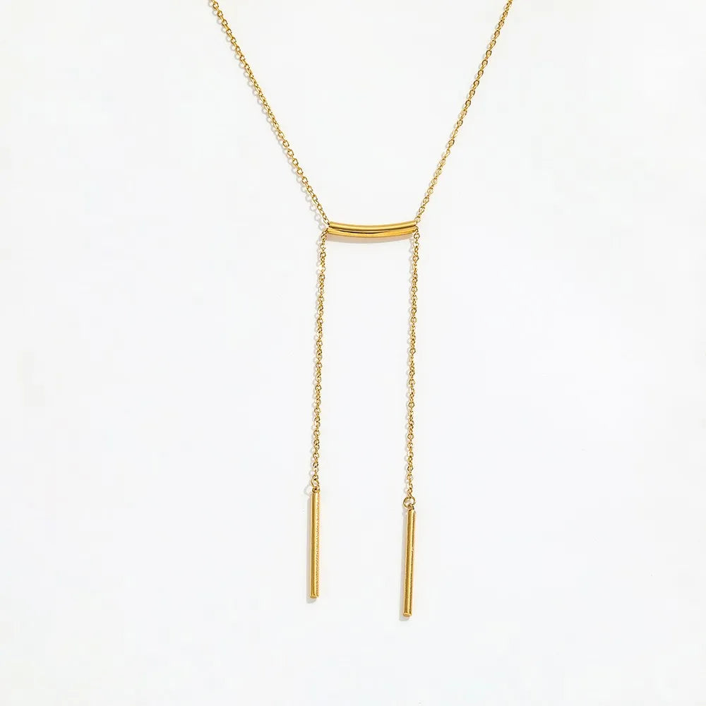 Joolim Jewelry 18K Gold Plated Bar Pendant Adjustable Y Choker Lariat  Necklace Jewelry Wholesale Stainless Steel Necklaces