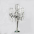 Wholesale High Glass Candle Holder Crystal Glass Candlestick 5 Arm Crystal Candelabra for Wedding Table Centerpieces