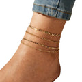 Fashion Simple Design 4 Pcs Set Gold Plated Mixed Diverse Chains Foot Jewelry Anklets Set for Women