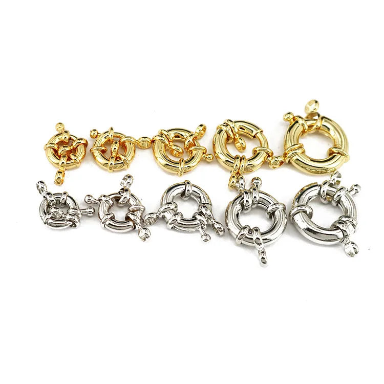 JF1311 Hot Sale Good Quality Silver 18k Gold Plated Round Spring Ring Clasp Buckle Closure for Bracelet Necklace Making