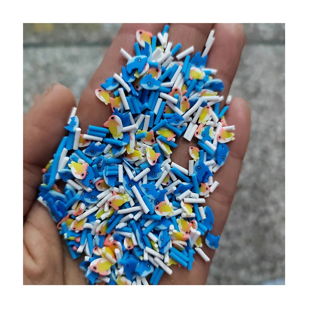 Blue Ocean Theme Animal Polymer Clay Craft Shark Fish Shell Glitter Star Mix for Shaker Quicksand Making Supplies
