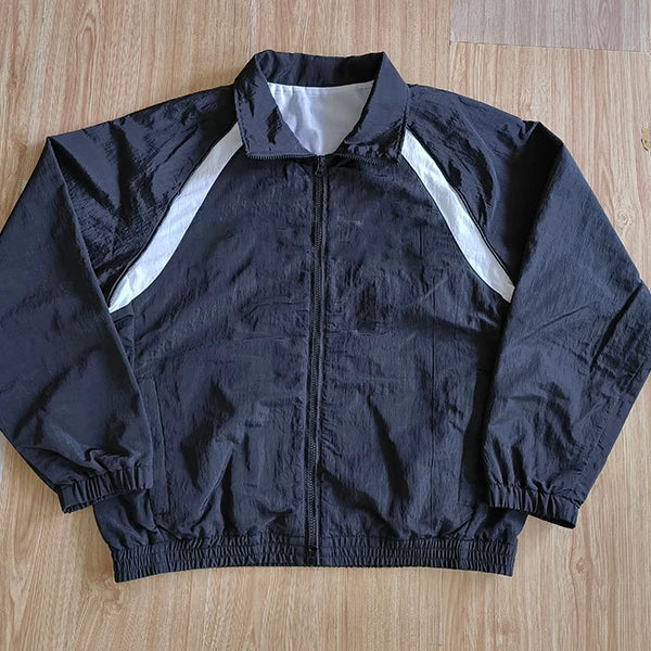 Custom Casual Plus Size Reflective Patch Bulk Black Man Mesh Lined Windbreak Light Weight Logo Cardigan Windbreaker Jacket
