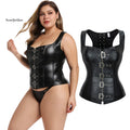 Women's Body Shapewear Steel Boned Front Zipper and Buckle Steampunk Vest Gothic Bustiers Leather Corsets
