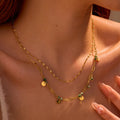 European and American Stainless Steel Necklace Natural Stone Double Pendant  Titanium Steel Collarbone Chain Necklace for Women
