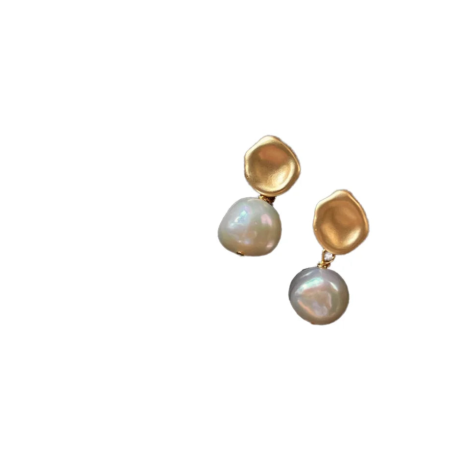 Summer Elegant Pearl Pendant Stud Earrings for Women Gold Plated Pearl Drops Earrings Girl Female Party Wedding Jewelry