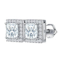 Princess Cut Rhodium-Plated Sterling Silver Moissanite Earring Studs Custom Logo Halo Women's Accessory