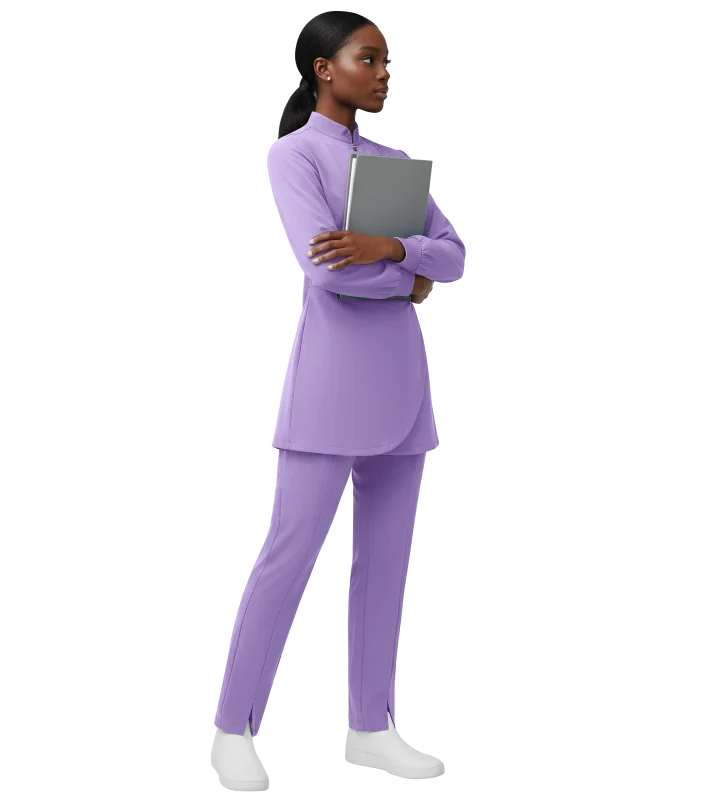 Hospital Nursing Uniform Women Long Sleeve Top and Straight Pants Scrubs Set Comfortable Medical Staff Work Clothes 42383