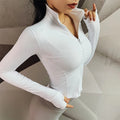 Custom Gym Women Fitness Workout Running Long Sleeves Yoga Crop Top Zip Sports Jacket Cycling Athletic Clothes