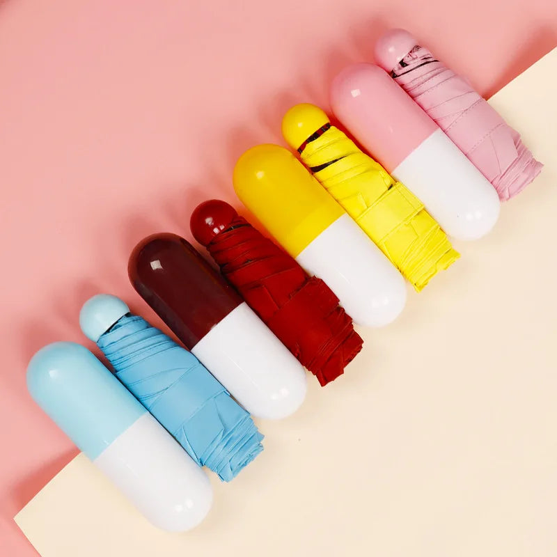Fancy Design Mini 5 Fold Pocket Umbrella Anti UV Portable Capsule Umbrella for Promotion Gift