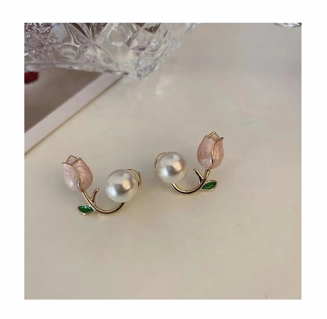 E2071 7-8mm DIY Natural Freshwater Pearl Charm Earrings Mounting Accessory 925 Sterling Silver Gold Plated  Jewelry for Women