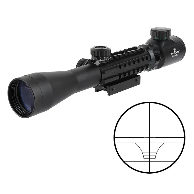 FOCUHUNTER Tri-mount 3-9X40EG Telescopic 2nd Focal Plane Hunting Scopes Dual Illuminated Optical Sight 11/20mm Base Universal