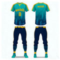 Polyester Breathable Plus Size Light Teal Mesh V-neck Quick Dry Sublimation Printed Unisex Pull 2 Button Softball Baseball 160g