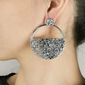 HANSIDON Big Fan Fashion Geometric Alloy Drop Earrings ZA Jewelry Statement Oval Round Hoop Earrings for Ladies