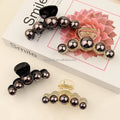 New Korean Fashion Hair Accessories Wholesale Medium Black Pearl Hair Clip Women Temperament Plastic Hair Claws