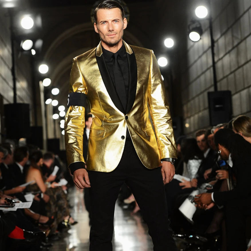 Shining Gold Jacket Men Suits Costume Homme Marriage Wedding Masculino Terno Tuxedo Slim Fit Groom Prom Blazer 2 Pieces