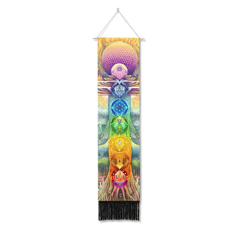 Hippie Bohemia Office Wall Decor Sun Moon Phase Tapestry Tarot Snake Mandala Macrame Tassel Tapestries Home Wall Hanging Blanket