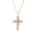 New European Retro Exquisite Gold Plated Zircon Necklace Devil Eye Cross Pendant Necklace for Women