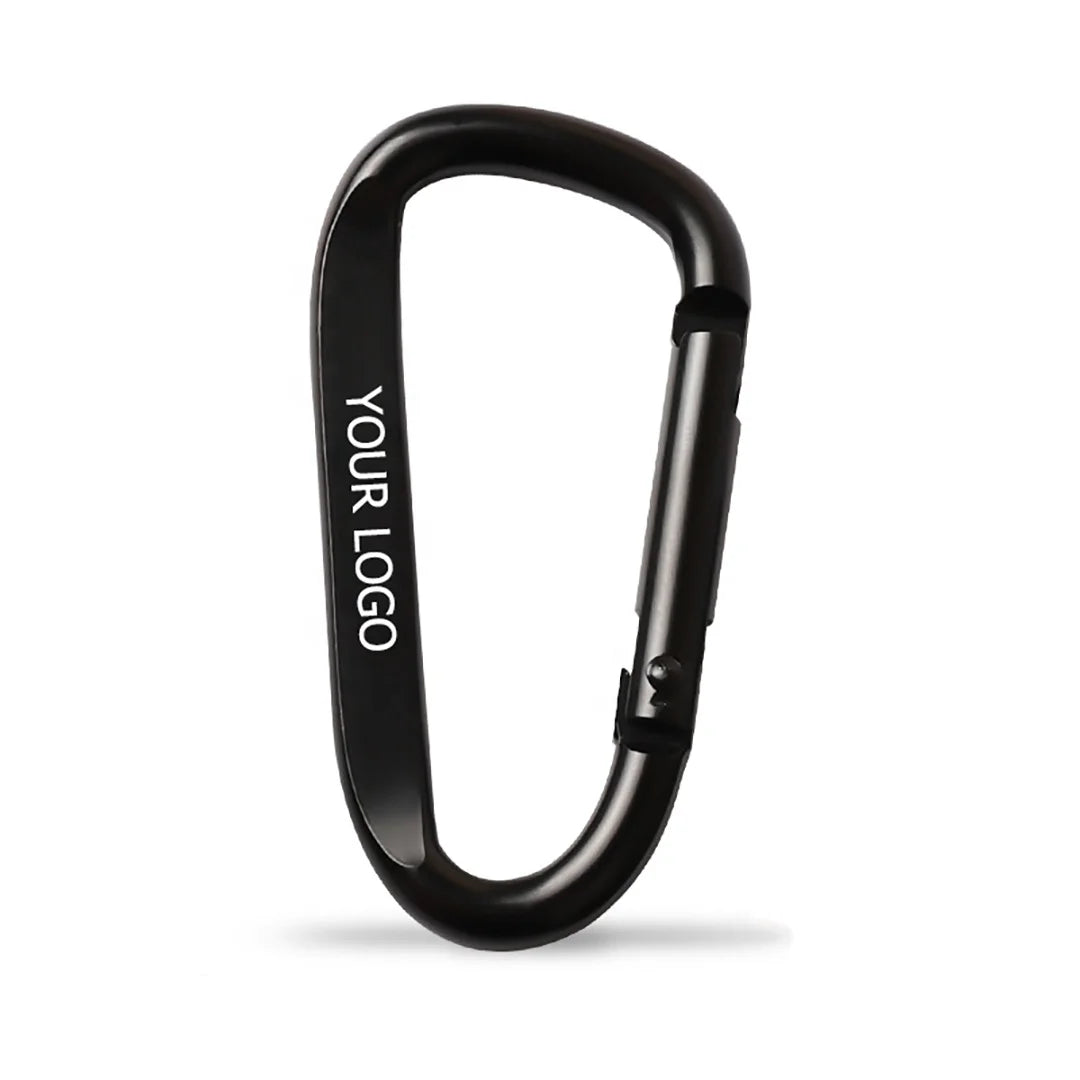 Custom Logo D Shaped Aluminum Carabiner Hook Keychain Spring Clips for Promotional Activities