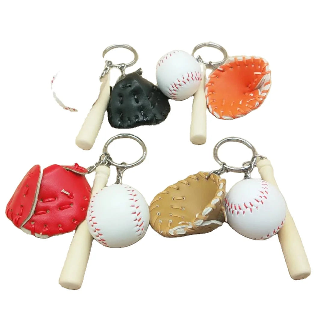 BSBH Fashion Custom Sport Keychains WIth Leather Baseball Set Keychain for Men Women Detachable Keyring Pendant Gift