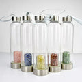Custom Logo Water Bottle Energy Crystal Chips Glass Bottle Rose Quartz Crystal Water Bottle