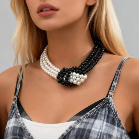 Layered Pearl Beaded Chain Knotted Choker Necklace for Women Korean Fashion Collar Accessories on Neck 2025 Female Jewelry Gifts
