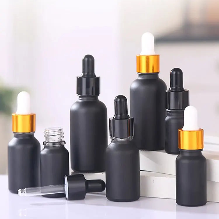 5ml 10ml 15ml 20ml 30ml 50ml 100ml Black Frosted Glass Dropper Essential Oil Bottle