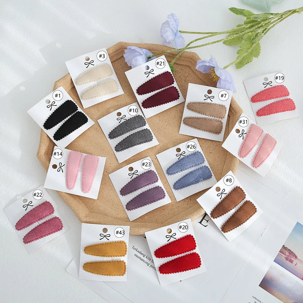 Wholesale 2pcs/set Bobby Pin Sweet Cloth Hair Clips Simple Solid Color Baby Hair Accessories