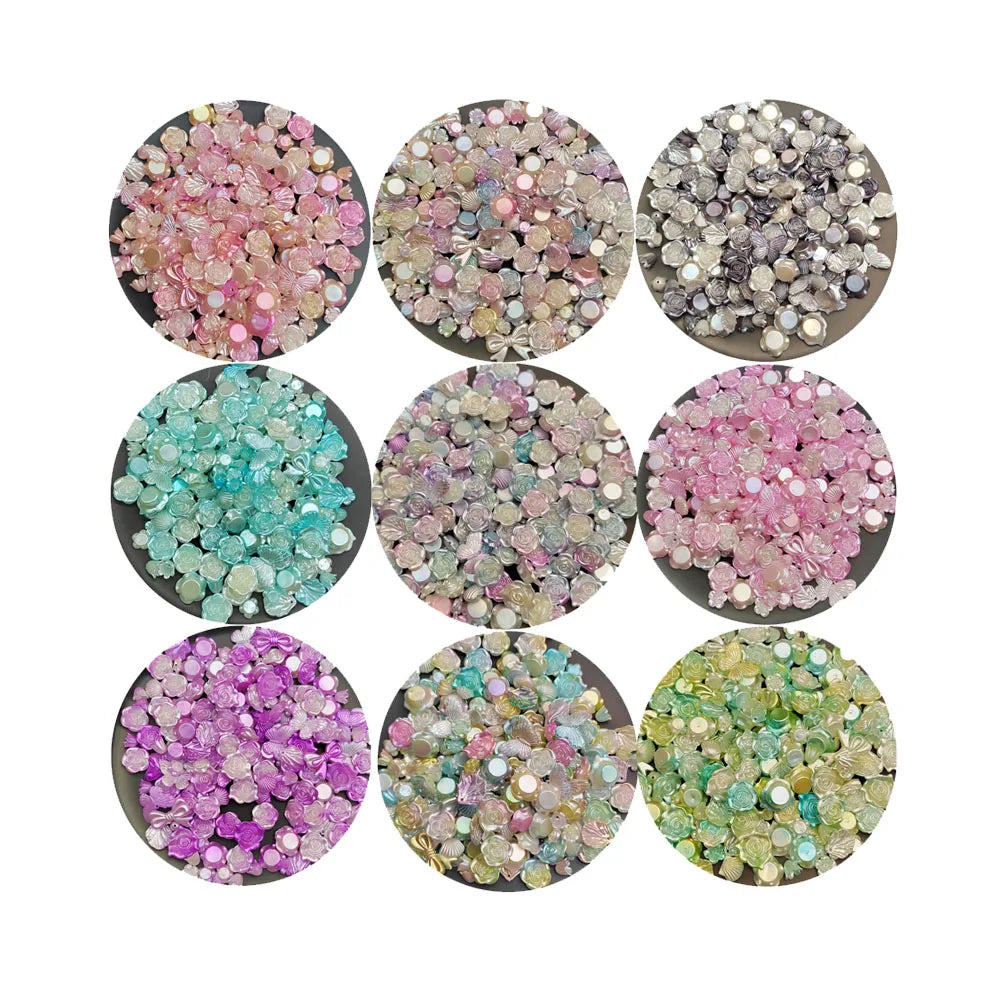 New Fashion Gradient Pearl Flowers Bowknot Acrylic Plastic Beads 3D Loose Spacer Beads for Bracelet Necklace Jewelry Making DIY