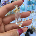 Clear Quartz Perfume Bottle Pendant Pointed Magical Medicine Bottles Essential Oils Diffuser Charm