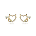 925 Sterling Silver Gold Crystal Heart Earrings Women Simple Fashion Wedding Jewelry Accessories