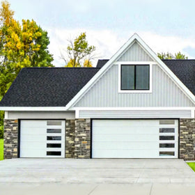 USA Standard Commercial Steel Sectional Door Transparent Window Automatic Electric Double Car Garage Villa Hotel Application