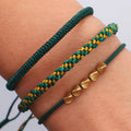 Green Woven Thread Rope Lucky Bracelet Women Men Beads Bracelets Jewelry Bangles 3pcs/set