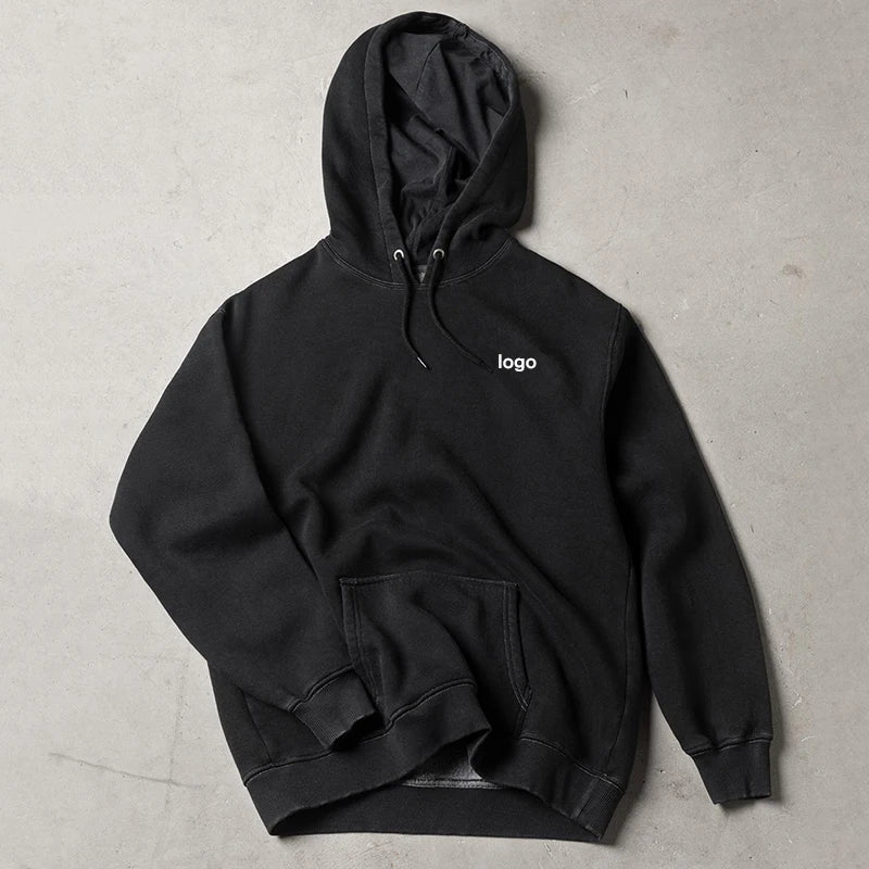 Designer Custom Logo Oversize Pullover Heavyweight Cotton 500 Gsm Workout Drawstring Knitted Fleece Sport Gym Hoodie for Men